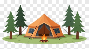 Camping Tent Surrounded By Trees PNG