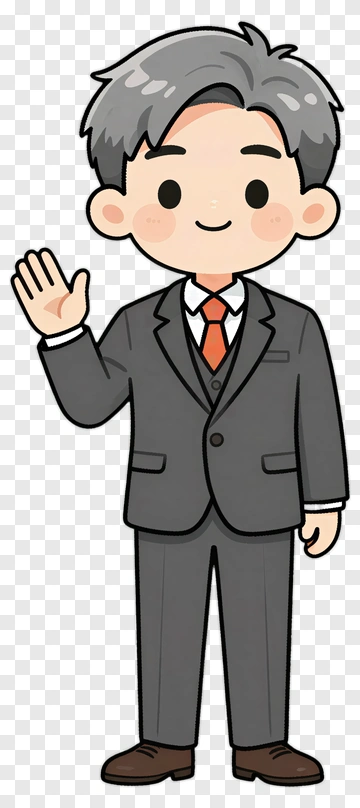Cartoon Businessman Waving Hello PNG