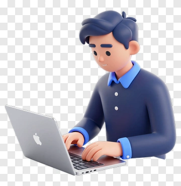 3D Man Working On A Laptop PNG