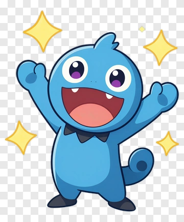Cartoon Blue Creature With Sparkles PNG