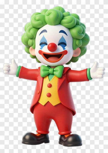 Cartoon Clown With Green Hair And Red Outfit PNG
