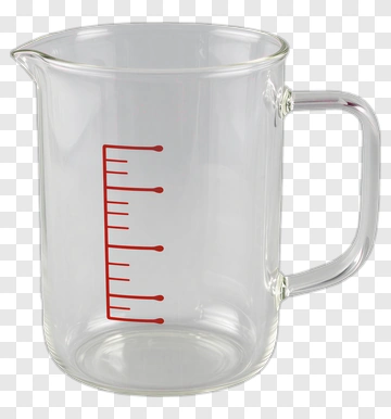 Glass Measuring Cup With Red Markings PNG