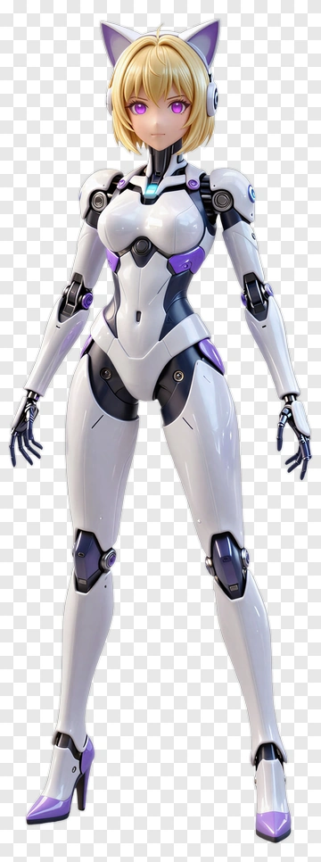 3D Robot Character With Cat Ears PNG