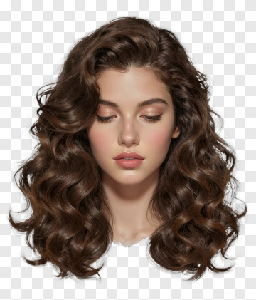 Realistic Portrait Of A Woman With Curly Hair PNG
