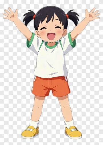 Happy Girl With Arms Raised PNG