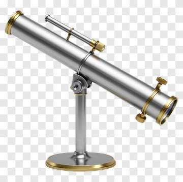 Telescope With Silver And Gold Accents PNG