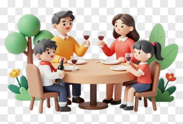 Happy Family Celebrating Together At A Table PNG