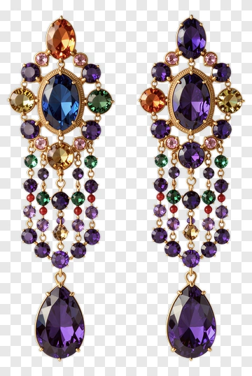 Colorful Gemstone Earrings PNG