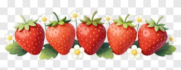 Colorful Strawberries With Flowers PNG