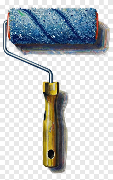 Paint Roller With Blue Texture PNG