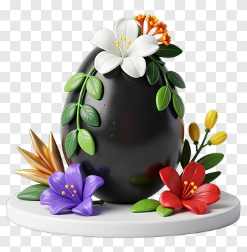 Colorful Easter Egg With Flowers PNG