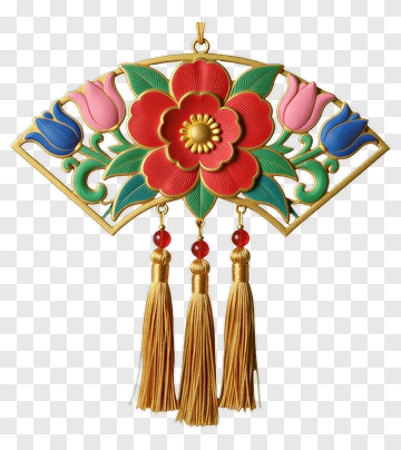 Colorful Floral Wall Hanging With Tassels PNG