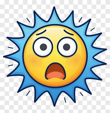 Cartoon Sun With Surprised Expression PNG