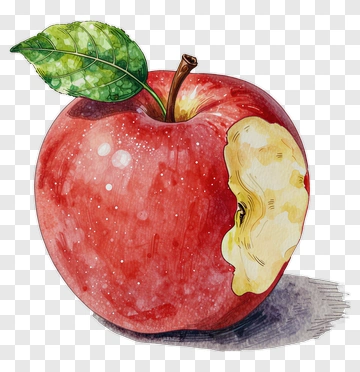Red Apple With Bite Taken Out PNG