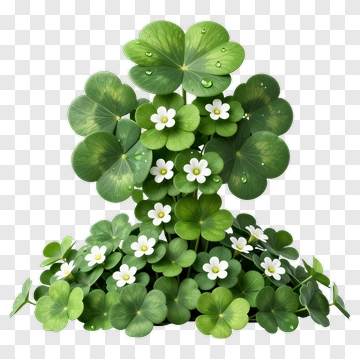 Colorful Clover Plant With White Flowers PNG