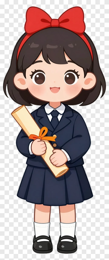 Cartoon Girl Holding A Diploma PNG