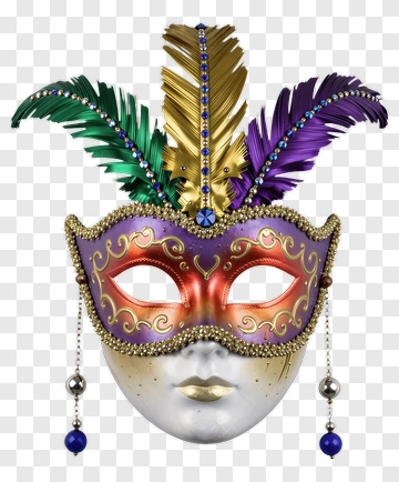 Colorful Mardi Gras Mask With Feathers PNG