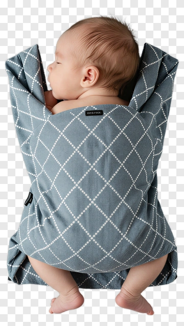 Baby In A Gray Diamond Pattern Carrier PNG