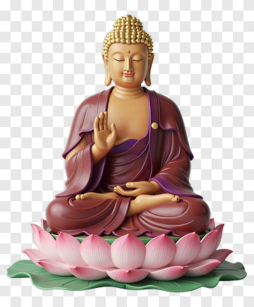 Buddha Statue Sitting On A Lotus Flower PNG