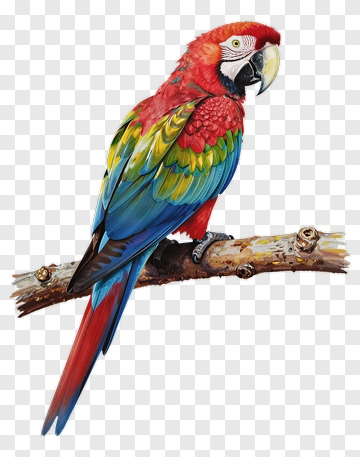 Colorful Macaw Parrot Perched On A Branch PNG