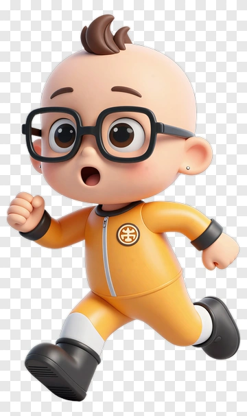 3D Cartoon Baby Running PNG
