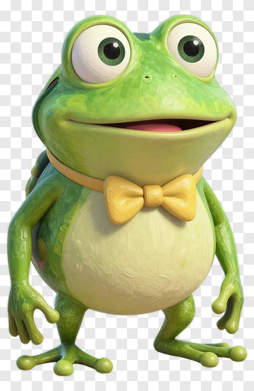 3D Frog Wearing A Yellow Bow Tie PNG