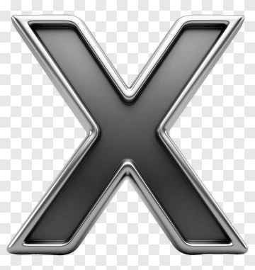 3D Metallic Letter X PNG