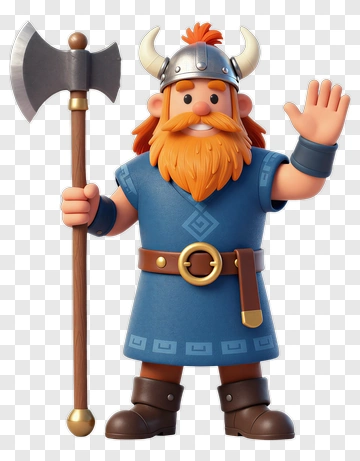 Cartoon Viking Warrior Waving PNG