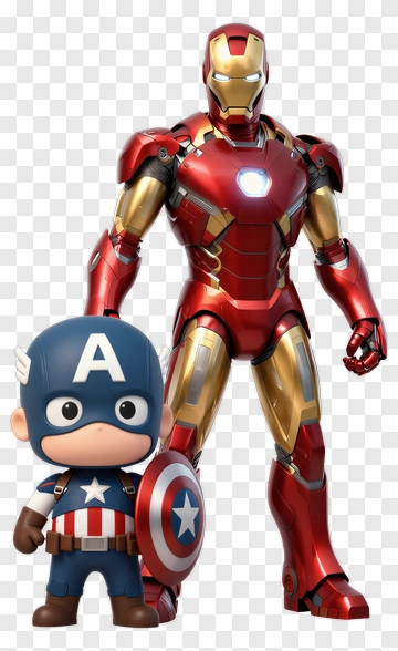Cartoon Iron Man And Captain America Figures PNG