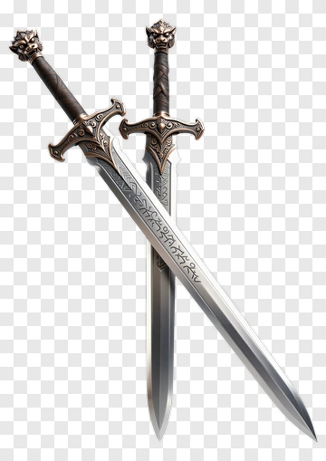 Dual Fantasy Swords With Ornate Handles PNG