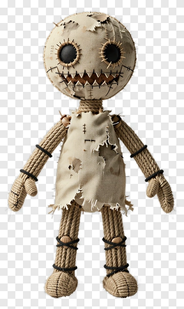Scarecrow Doll With Stitched Features PNG