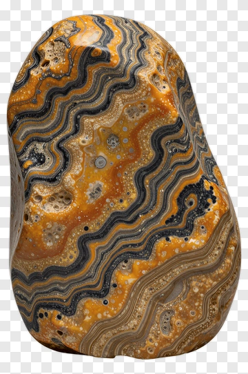 Natural Agate Stone With Orange And Black Patterns PNG