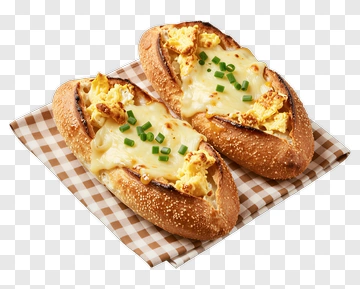 Cheesy Bread Rolls With Egg And Green Onions PNG