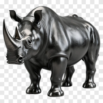 Black Rhinoceros Sculpture PNG