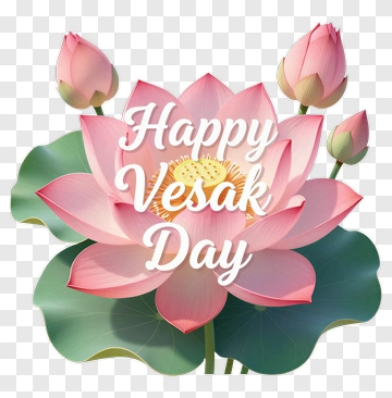 Happy Vesak Day With Lotus Flower PNG