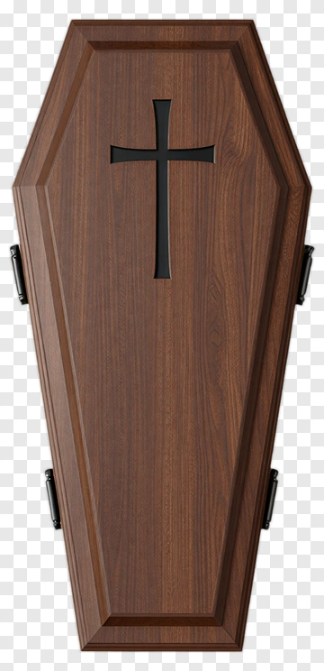 Wooden Coffin With Cross Design PNG