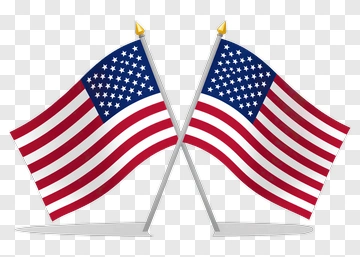American Flags Crossed On Poles PNG