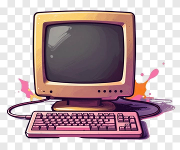 Cartoon Computer With Keyboard PNG