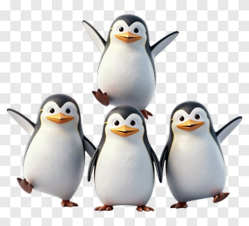 Cartoon Penguins Group PNG