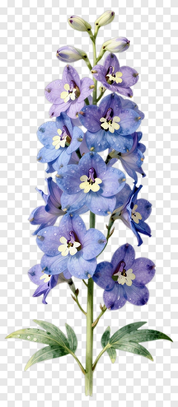 Colorful Delphinium Flower PNG