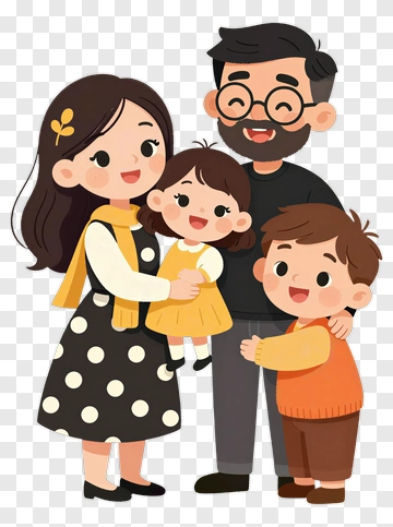 Cartoon Family Smiling Together PNG