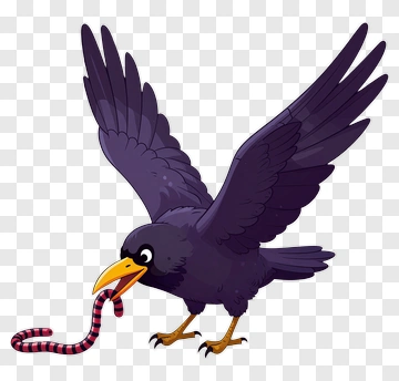 Cartoon Crow Holding A Worm PNG