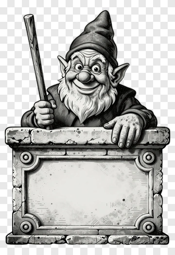 Cartoon Gnome Holding A Sign PNG