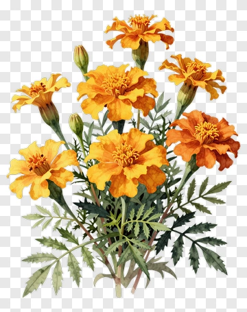 Watercolor Marigold Flowers PNG