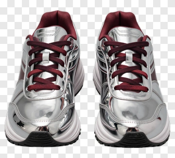 Silver Sneakers With Burgundy Laces PNG