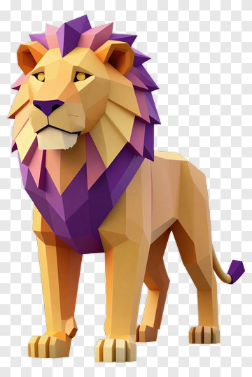 3D Lion With Colorful Mane PNG
