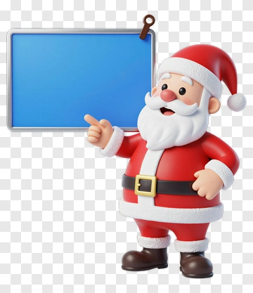 Cartoon Santa Claus Pointing At A Blank Sign PNG