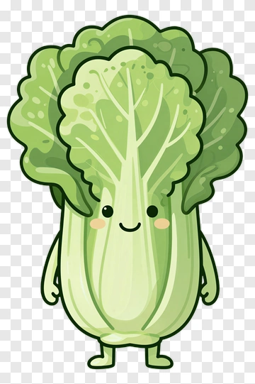 Cartoon Lettuce Character PNG