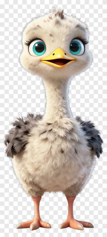 Cartoon Ostrich Character PNG