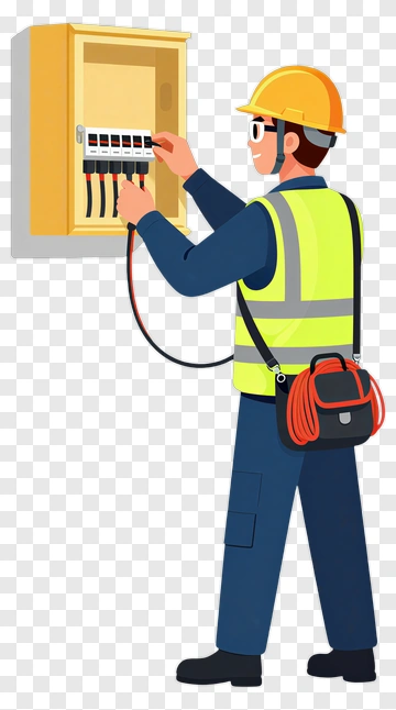 Electrician Working On A Circuit Breaker PNG